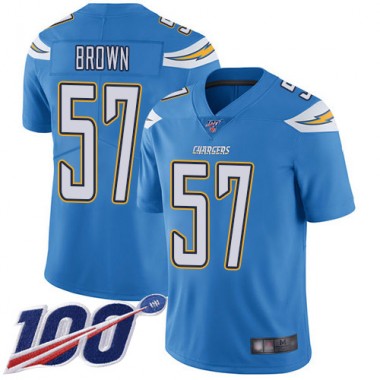 Los Angeles Chargers NFL Football Jatavis Brown Electric Blue Jersey Youth Limited #57 Alternate 100th Season Vapor Untouchable->youth nfl jersey->Youth Jersey